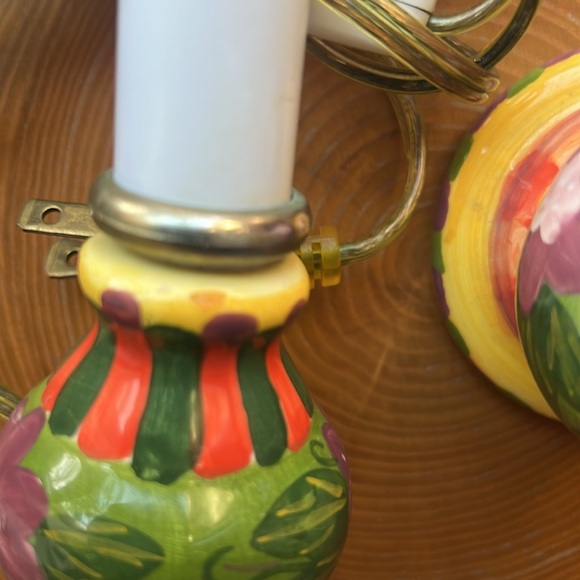 One Pair of Small Decorative Lamps, Hand Painted, No Shades, 8” Inches Tall - Picture 5 of 5